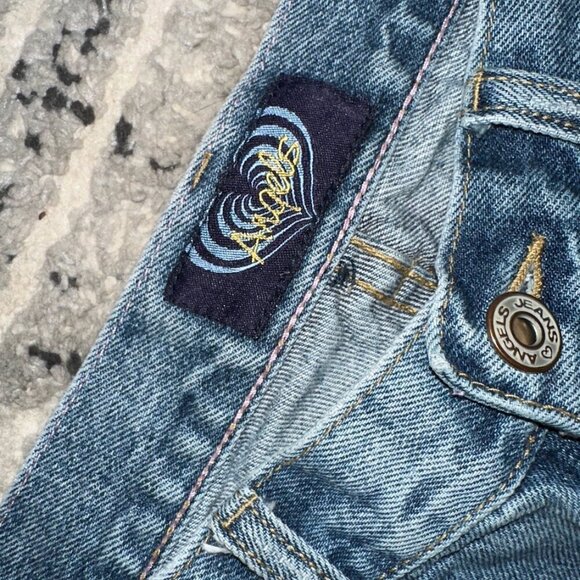 Vintage Angels Embroidered Jeans With Patches Rainbow Pockets Size 7 Women - Picture 8 of 16